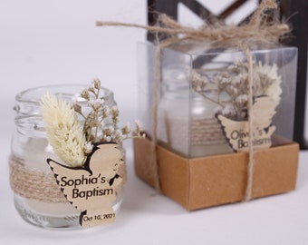 Bomboniere per la festa del battesimo: candela in vetro per gli ospiti, candela in vetro per battesimo, bomboniere per battesimo all'ingrosso, bomboniere per baby shower, bomboniere per la prima comunione per gli ospiti
