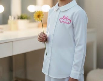 Personalized Recital Cover-Up Shirt | Custom Name Dance Button-Up | Ballet Backstage Outfit | Flower Girl Getting Ready Top