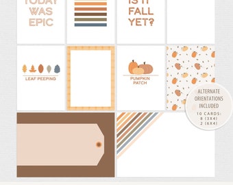 Autumn Days Printable Digital Journal Cards, Project Life Cards, Digital Scrapbooking.