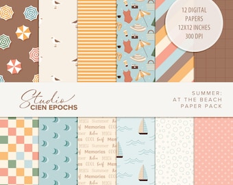 Estate: in spiaggia, carta digitale, scrapbooking, stampa facile