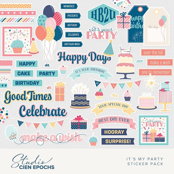 Geburtstags-Digital-Aufkleber Es ist meine Party-Kollektion