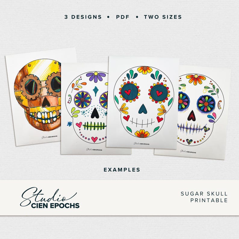 Day of the Dead Sugar Skull Printable Coloring Page PDF Etsy
