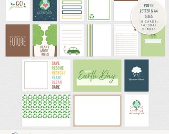 Earth Day Journaling Cards | Project Life Cards | Pocket Scrapbooking | Digital Download | Easy Printing