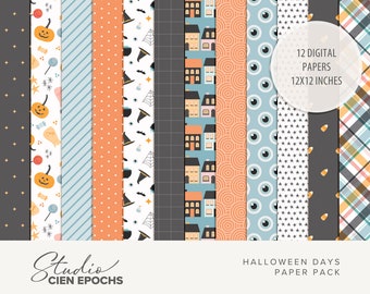 Paquete de papel para scrapbooking digital de Halloween