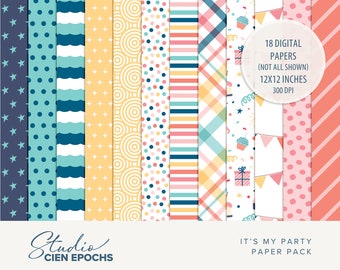 Birthday Digital Scrapbooking Papers It's My Party Collection
