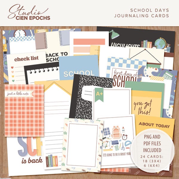 Schultage Journaling Karten (digitaler Download)