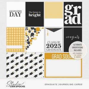 Cartes de journalisation numériques de scrapbooking pour l'obtention du diplôme