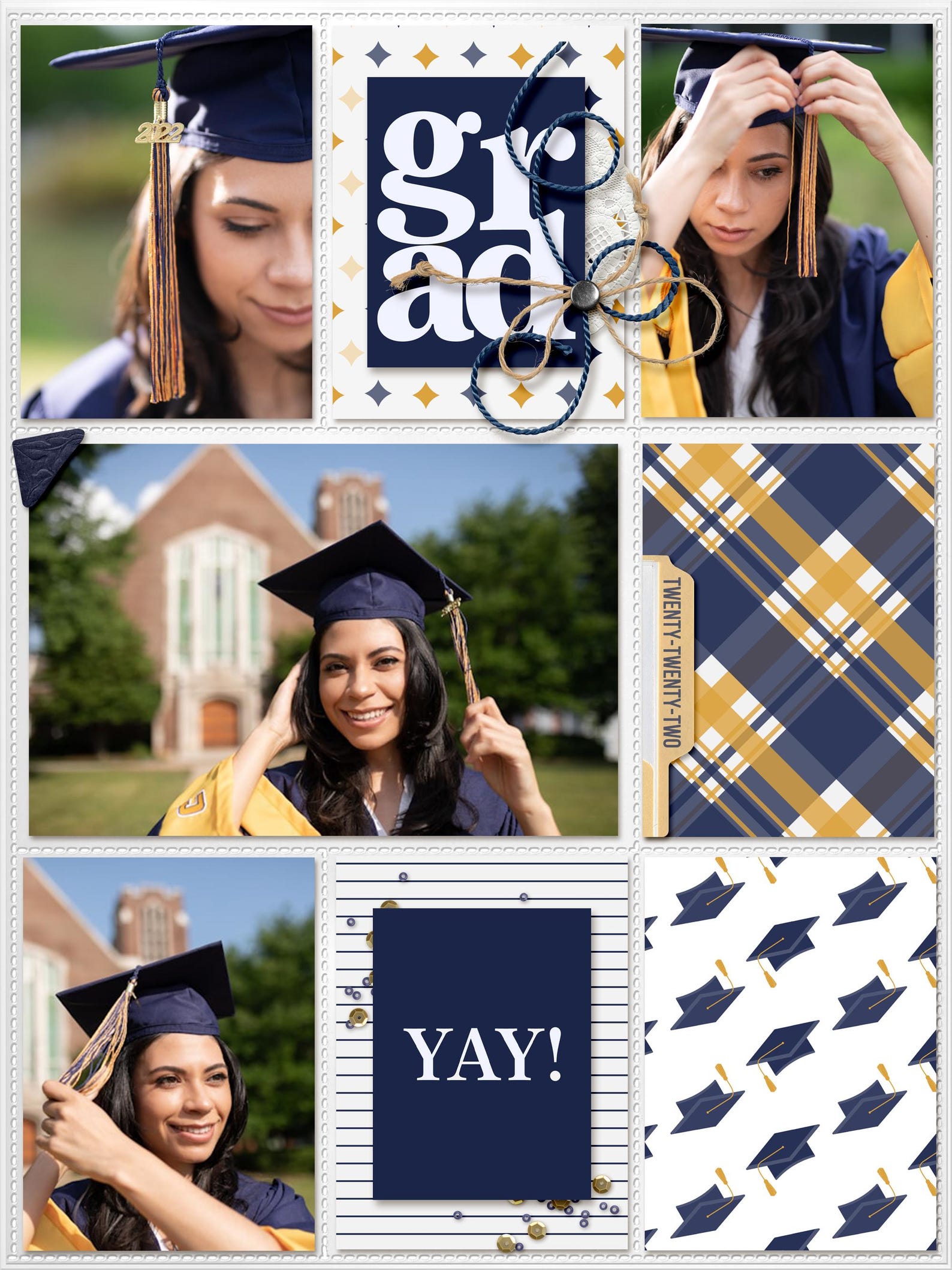 Navy and Gold Graduation Digital Papers Scrapbooking - Etsy