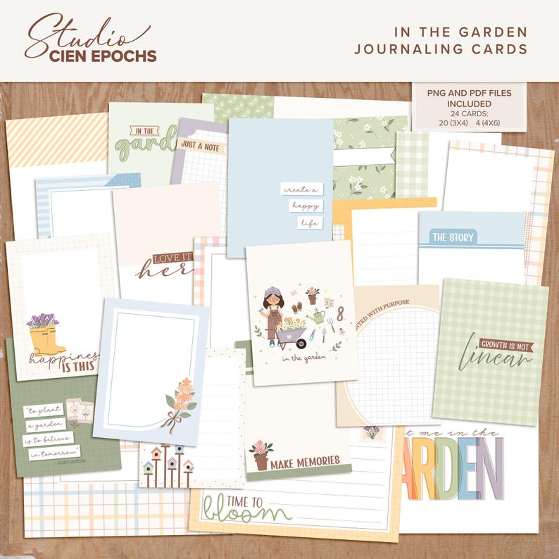Im Garten Journaling Karten | Project Life Karten | Tasche Scrapbooking