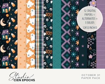 Paquete de papel para scrapbooking digital del 31 de octubre (Halloween)