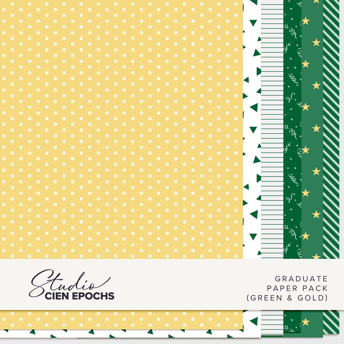 Green and Gold Graduation Digital Papers Scrapbooking - Etsy