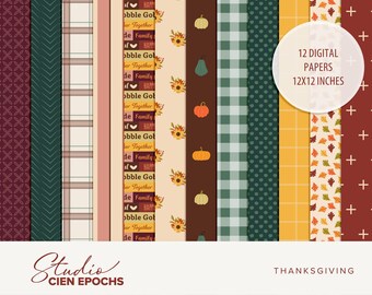 Papeles de scrapbooking digitales de Acción de Gracias