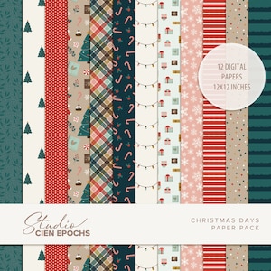 Pacote de papel para scrapbooking digital para dias de Natal