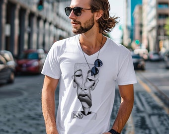 V-neck t-shirts, cool t-shirt , fashion, clothing, wobble face t-shirt t-shirt for him, street wear, t-shirts , bad t-shirt