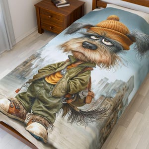 Lustige Hund Grafik Samt Plüschdecke, Kuschlige Haustier Decke, Einzigartige Wohnkultur, Geschenk für Hundeliebhaber, Warme Decke für alle Jahreszeiten