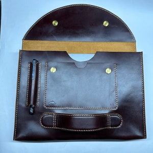 Hand Stitched Leather Laptop Case, leather sleeve for 13", 14" and 15" Laptop, Graduation Gifts, Document Holder