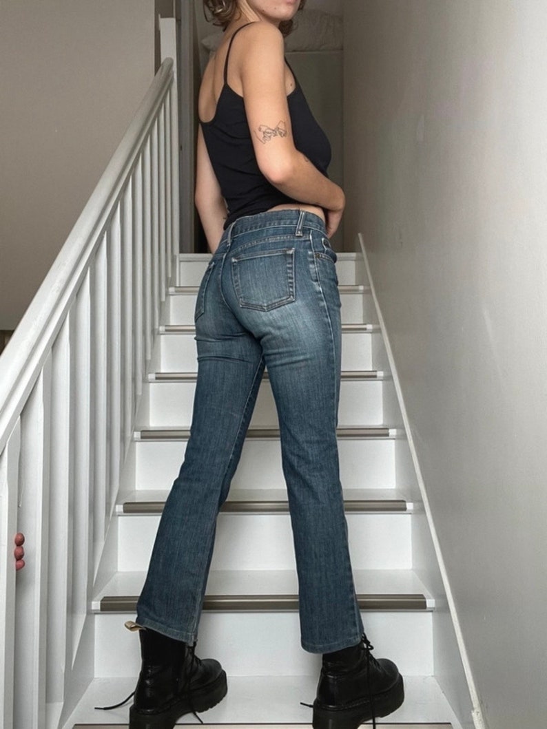 Gerade Cropped Jeans Vintage Jeans Denim Y2K Jeans 2000er Gerades Bein Jeans Classic Basic 90er Jahre Bild 2