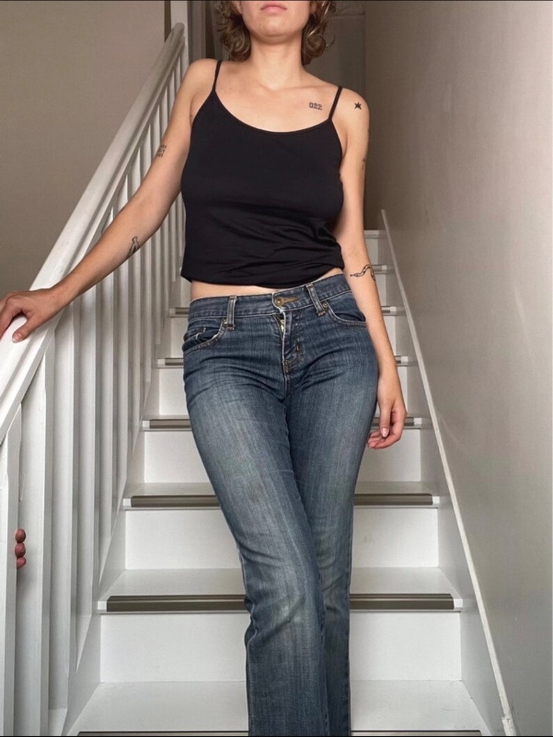 Gerade Cropped Jeans Vintage Jeans Denim Y2K Jeans 2000er Gerades Bein Jeans Classic Basic 90er Jahre Bild 7