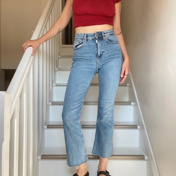 Schmaler Cropped Jeans Vintage Jeans Cropped Denim Y2K Schlanke 2000er Jahre Jeans