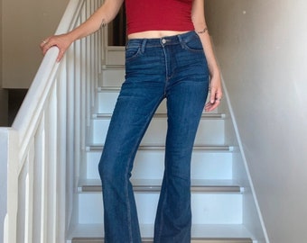 Bootcut Jeans Frauen Vintage Jeans Schlaghose Jeans mit weitem Bein Vintage Denim 2000s Hose Mid Waist Jeans Y2K Jeans Y2K Vintage Schlaghose