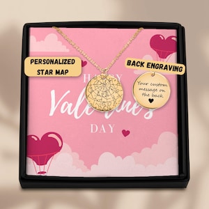 Personalisierte Sternenkarte Halskette - Individuell gravierter Nachthimmel Anhänger - Valentinstag Geschenk für Sie, Geburtstagsgeschenk, himmlischer Schmuck