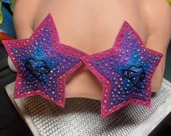 Bi/Poly Sparkley Crystal Star Pasties 3.5 Nipple Covers
