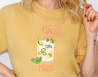 Spicy marg Comfort colors T-shirt, Margarita Lover Crewneck, Bartender Gift, Cocktail Tshirt, Tequila Drinking Top, Margarita Girl Group Tee