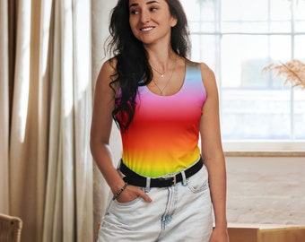 Progress Pride Rainbow Tank Top | Fitted Queer Women's Pride Month Shirt
