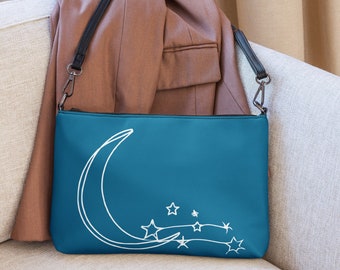 Moon and Stars Crossbody Bag, Shoulder Bag, Wristlet Bag, Gift Idea
