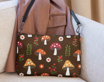 Mushroom Crossbody Bag Mushroom Shoulder Bag Mushroom Wristlet Gift Idea