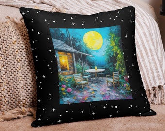 Almohada de lanzamiento a la luz de la luna al aire libre, almohada de acento a la luz de la luna, decoración única del hogar, idea de regalo