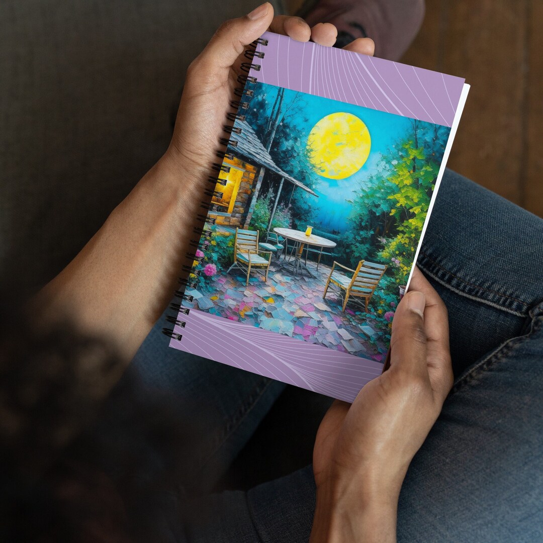 Outdoor Moonlight Dotted Spiral Notebook Gift Idea Friend Etsy