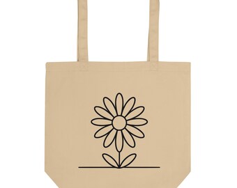 Flower Cotton Tote Bag Minimalist Daily Tote Bag Grocery Tote Bag Spacious Daily Tote