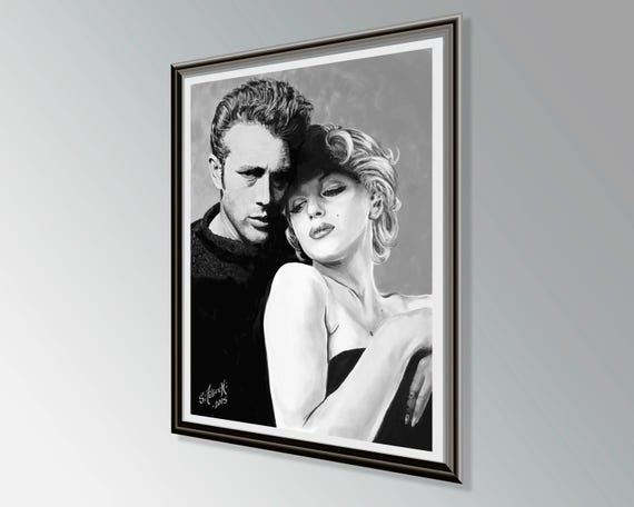 Celebrity Painted Portrait- Marilyn Monroe and James Dean - Etsy