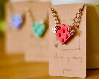 Personalised LEGO Heart Keyring, Genuine LEGO Bricks Keychain, Valentine's Day Gift, LEGO Keyring, Couples Lego Necklace Lego Heart Charm