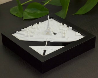 Paysage imprimé 3D de la tour Eiffel à Paris : modèle architectural moderne