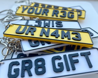 Personalised Numberplate Keyring, Registration Keyring, Custom Number Plate Keyring, Custom Keyring, 3D Printed Keyring, Valentines Gift