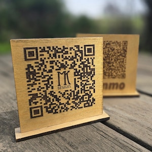 Engraved Wooden QR Code Sign - sales, Airbnb, menus, WIFI