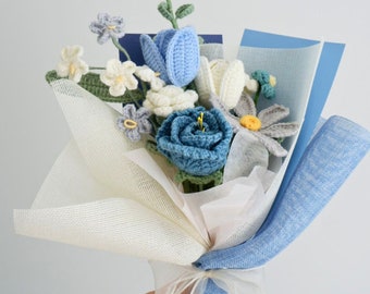 Crochet Flower Bouquet: Handmade Rose, Tulip & Daisy Arrangement - Gift for Mom, Girlfriend, Home Decor