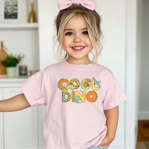 Cool Dino Toddler T-Shirt Funny Dinosaur Shirt for Kids Boys Girls Graphic Tee Roaring T-Rex Toddler Outfit Cute Preschool Play Shirt