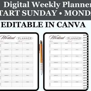 White Grey Simple Minimalist Workout Planner, Monthly Workout Planner, Exercise Tracker Gym Checklist