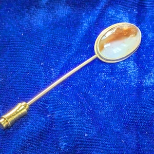 Vintage polished agate and gold stick pin.