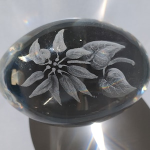 Floral crystal egg Swedish paperweight