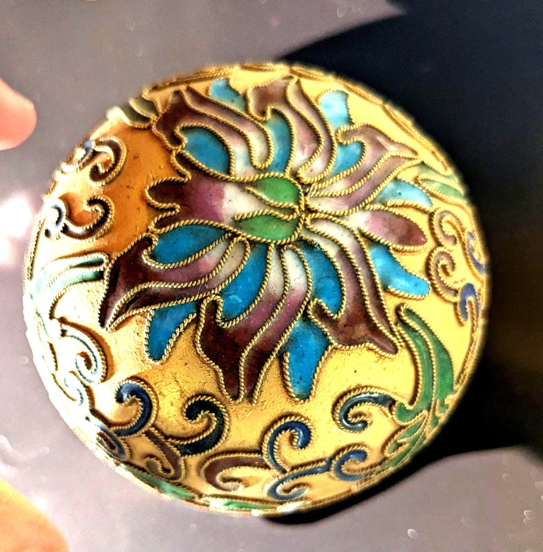 Cloisonne Enamel and Brass Paperweight. - Etsy