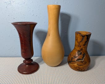 Vintage Hand Turned Wood Vase