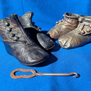 Antique Button Leather Baby Shoes - Etsy