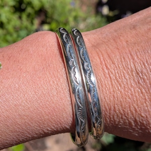 Vintage Navajo Sterling Silver Cuff Bracelet Set. 5.5 inches inside +1 inch opening