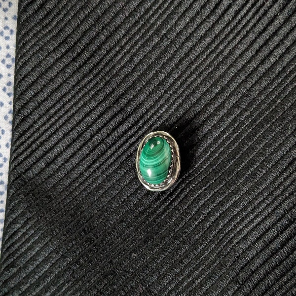 Malachite and Sterling silver tie tack