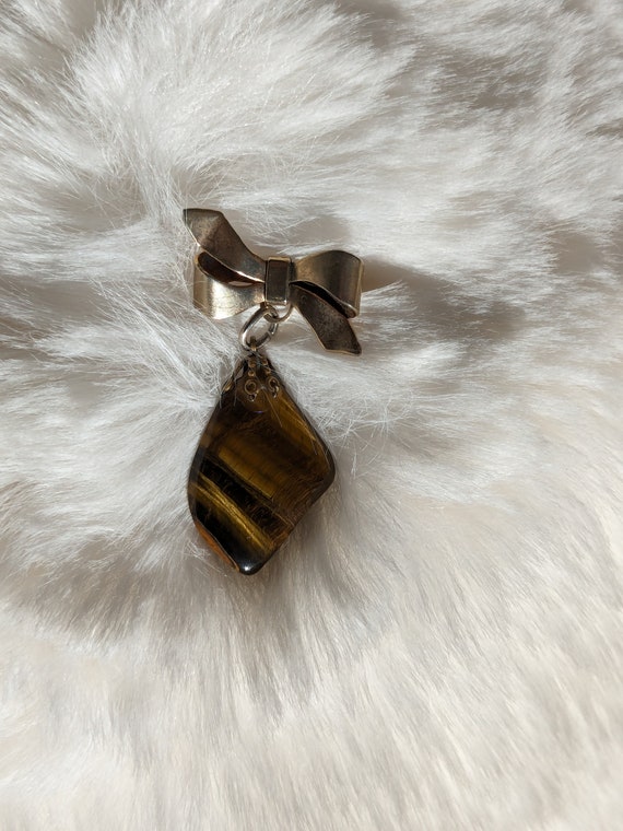 Vintage tiger eye brooch - image 4