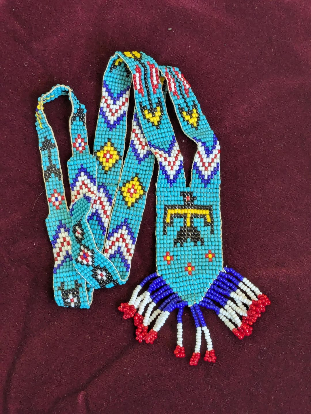 Native Sashes Native American Beaded Sash Necklace or Bolo Tie, Hand Made by Ben Jim ...